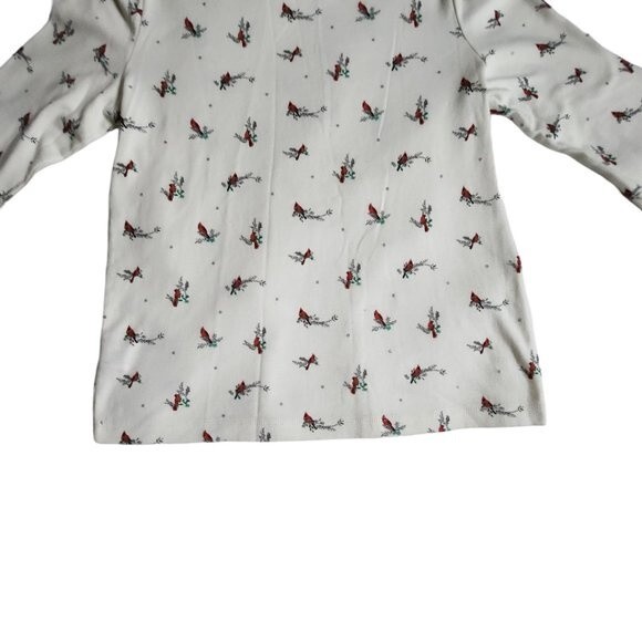 Croft & Barrow White Red Cardinal Bird Long Sleeve Classic Tee Top Size Small - Picture 6 of 10